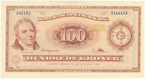 100 kroner 1961 A3, 0J-erstatningsseddel