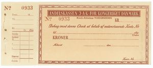 JAK-sedler, check, nr. 0933, ubrugt