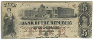 5 Dollars, October 16th, 1855, no. 333