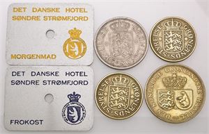 Spisetegn og officielle mønter. (6)