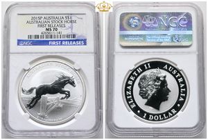 1 Dollar 2015 P, Australian stock horse - NGC MS 70