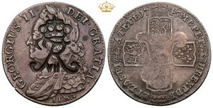 Kontramarkeret engelsk Shilling 1745