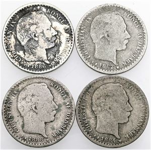 10 øre 1882, 1884, 1886, 1888. (4)