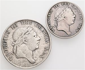 Eighteenpence 1812 as well as Three Shillings 1814. (2)