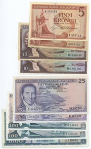 Samling, inkl. 1000 krónur u. år (1960), i alt 9 stk. (9)