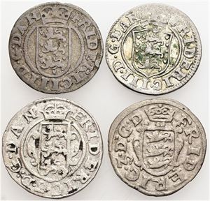 2 skilling 1654, 1665, 1667 samt 1668. (4)