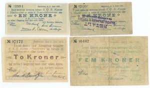 1 krone (2), 2 kroner, 5 kroner. (4)