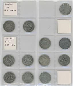 Samling 2 kronor fra perioden 1876-1971. (39)