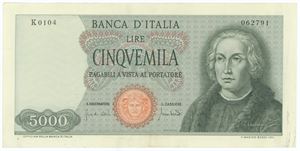 5000 Lire ND (1970), no. K0104 062791