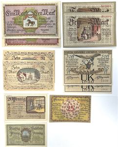 Samling nødpengesedler, i alt 11 stk. (11)