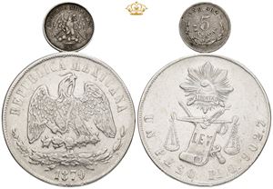 5 Centavos 1890; Peso 1870. (2)