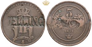 5 öre 1874 - countermarked Jelling.