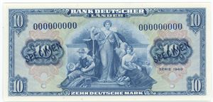 10 Deutsche Mark 1949 - Specimen, no. 000000000