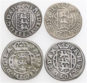 2 skilling 1664, 1665, 1667(2). (4)