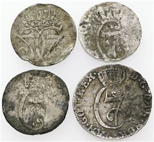 Skilling 1770, 1779, 1780, 2 skilling 1780. (4)