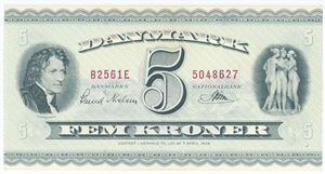 5 kroner 1956 B2, nr. 5048627, Svend Nielsen / Riim