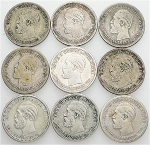 50 øre, forskellige. (9)