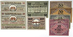 Samling nødpengesedler, i alt 9 stk. (9)