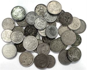 Samling 10 og 25 øre fra perioden 1874-1923. (37)