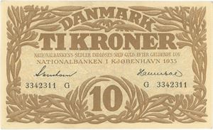 10 kroner 1935 G, nr. 3342311