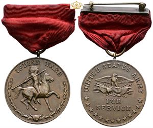 Indian Campaign Medal, rare with solid red ribbon