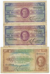 1 Shilling 1940-43, 2 pcs., as well as 2 Shillings 1940-43. (3)