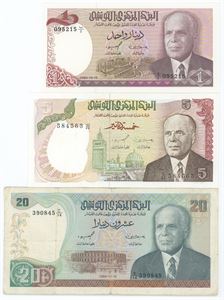 1, 5, 20 Dinars 1980. (3)