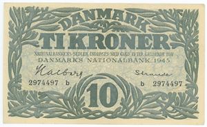 10 kroner 1945 b, nr. 2974497