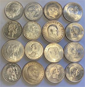 Erindringsmønter, 1888-1972, komplet. (16)