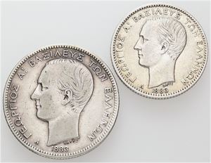 Drachma 1883 A, 2 Drachmai 1883 A. (2)