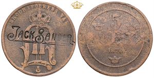 5 öre 1876 - countermarked Jack Sander.