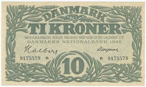 10 kroner 1948 n, nr. 8175578, Halberg / Neergaard