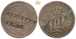 2 öre 1877 - countermarked Frandsen Veile.