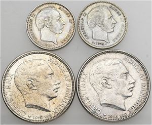 25 øre 1874, 1905; 1 krone 1915, 1916. (4)