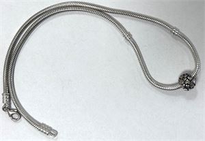 Pandora halskæde med charms i Sterlingsølv, L. 42 cm, 29,44 g