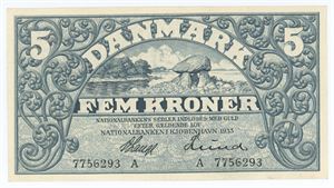5 kroner 1933 A, Lund