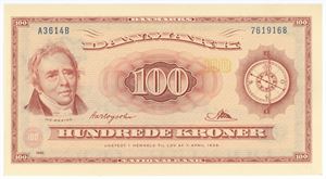 100 kroner 1961 A3, nr. 7619168, Hartogsohn / Riim