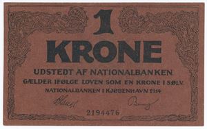 1 krone 1914, nr. 2194476, V. Lange / Bang, Stokfisk