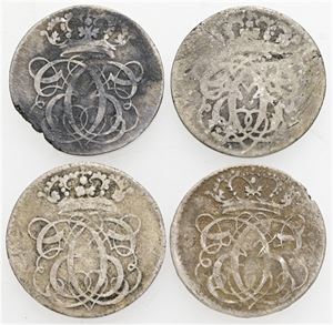 2 skilling 1694, 1697, 1698, 1699. (4)