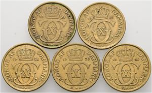 1/2 krone 1924-1940. (5)