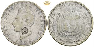 Sucre 1884, countermarked RA (Rogelio Alvarado)
