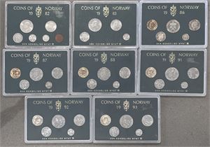 Norge - Møntsæt 1982, 83, 86, 87, 88, 91, 92 og 93 (8)