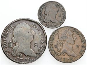 2 Marevedis 1773, 4 Marevedis 1773, 8 Maravedis. (3)