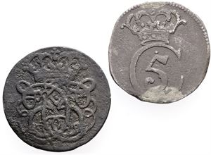 2 skilling 1684, 1691. (2)