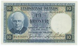 10 krónur u. år (1934), nr. B2 434203