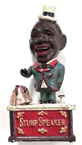 Ældre, mekanisk sparebøsse af metal