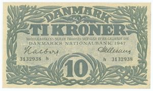 10 kroner 1947 h, Hellerung