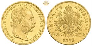 8 Florins / 20 Francs 1892, restrike.