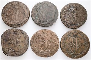 5 Kopecks, 6 pcs., all different. (6)