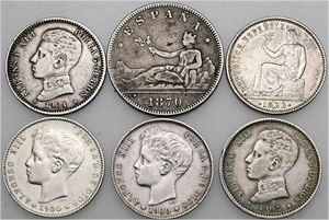 1 and 2 Pesetas. (6)
